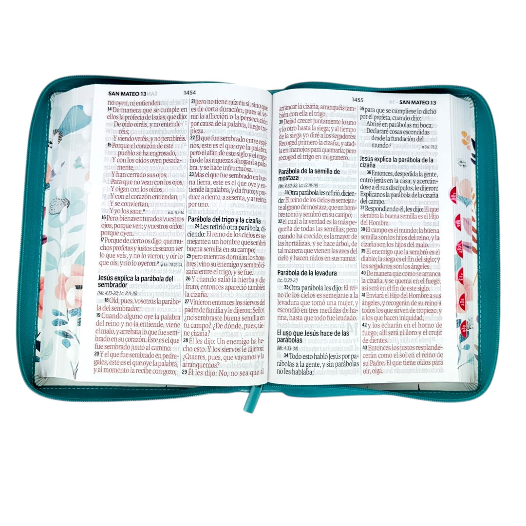 BIBLIA REINA VALERA 1960 SÚPER GIGANTE JARDIN CANTO PINTADO C/CIERRE INDICE IMIT PIEL DE ALTA CALIDAD