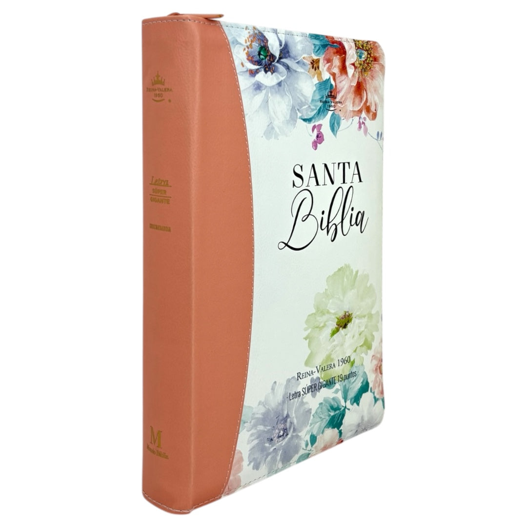 BIBLIA REINA VALERA 1960 SÚPER GIGANTE JARDIN CANTO PINTADO C/CIERRE INDICE IMIT PIEL DE ALTA CALIDAD
