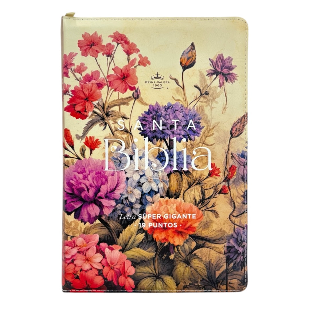 BIBLIA REINA VALERA 1960 LETRA SÚPER GIGANTE CANTO FLORAL VINTAGE JARDIN C/INICE