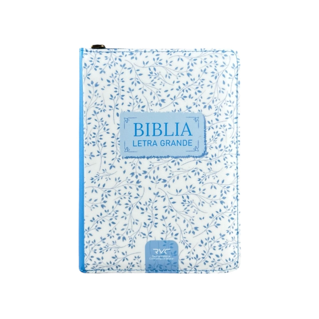 BIBLIA REINA VALERA CONTEMPORANEA LETRA GRANDE VINIL AZUL CIELO C/CIERRE