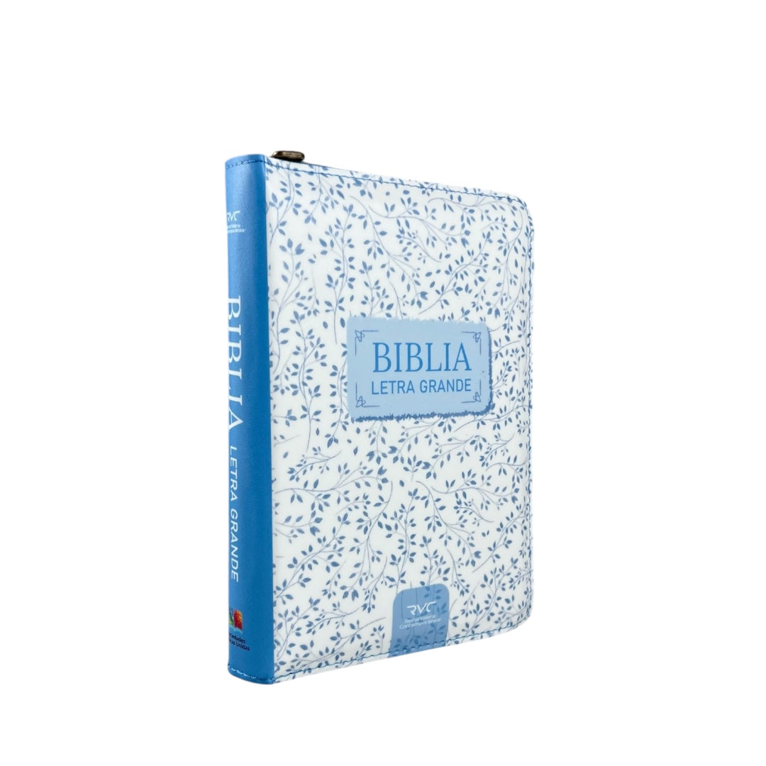 BIBLIA REINA VALERA CONTEMPORANEA LETRA GRANDE VINIL AZUL CIELO C/CIERRE