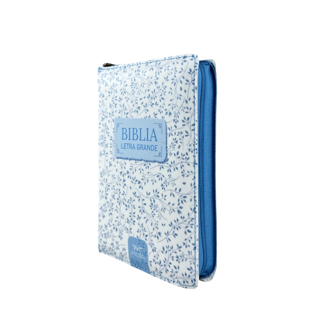 BIBLIA REINA VALERA CONTEMPORANEA LETRA GRANDE VINIL AZUL CIELO C/CIERRE