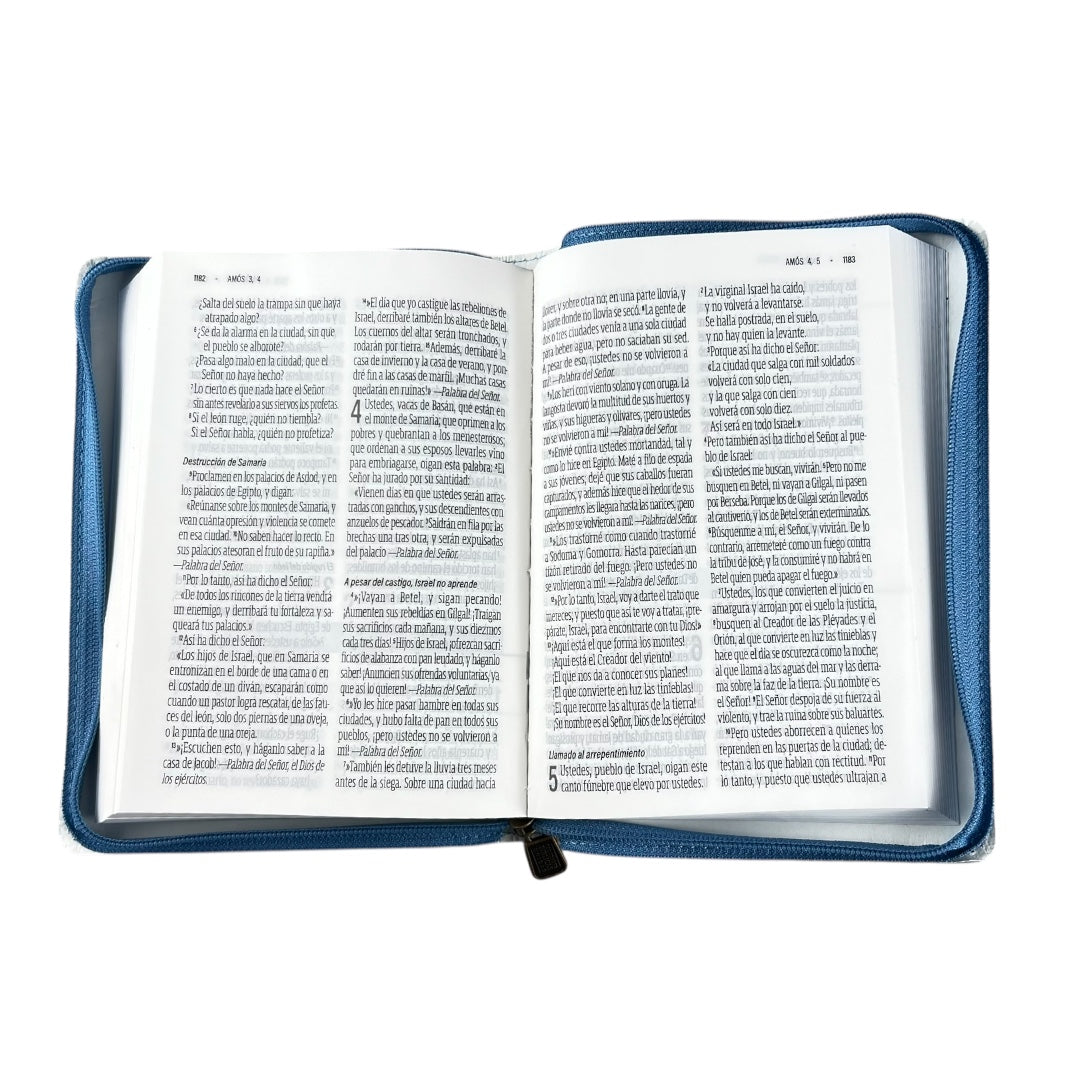 BIBLIA REINA VALERA CONTEMPORANEA LETRA GRANDE VINIL AZUL CIELO C/CIERRE