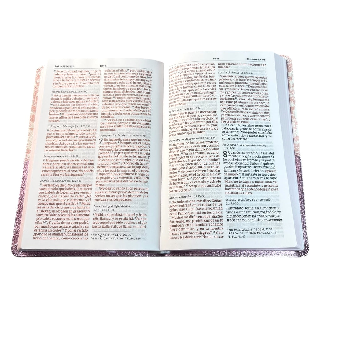 BIBLIA REINA VALERA 1960 MIS QUINCE ROSA FLOREADO SENTIPIEL