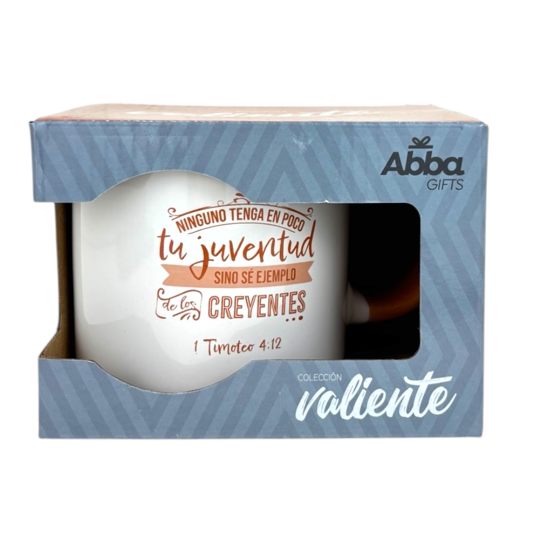 TAZA COLECCIÓN VALIENTE (4 MODELOS) 1 TIMOTEO 4:12