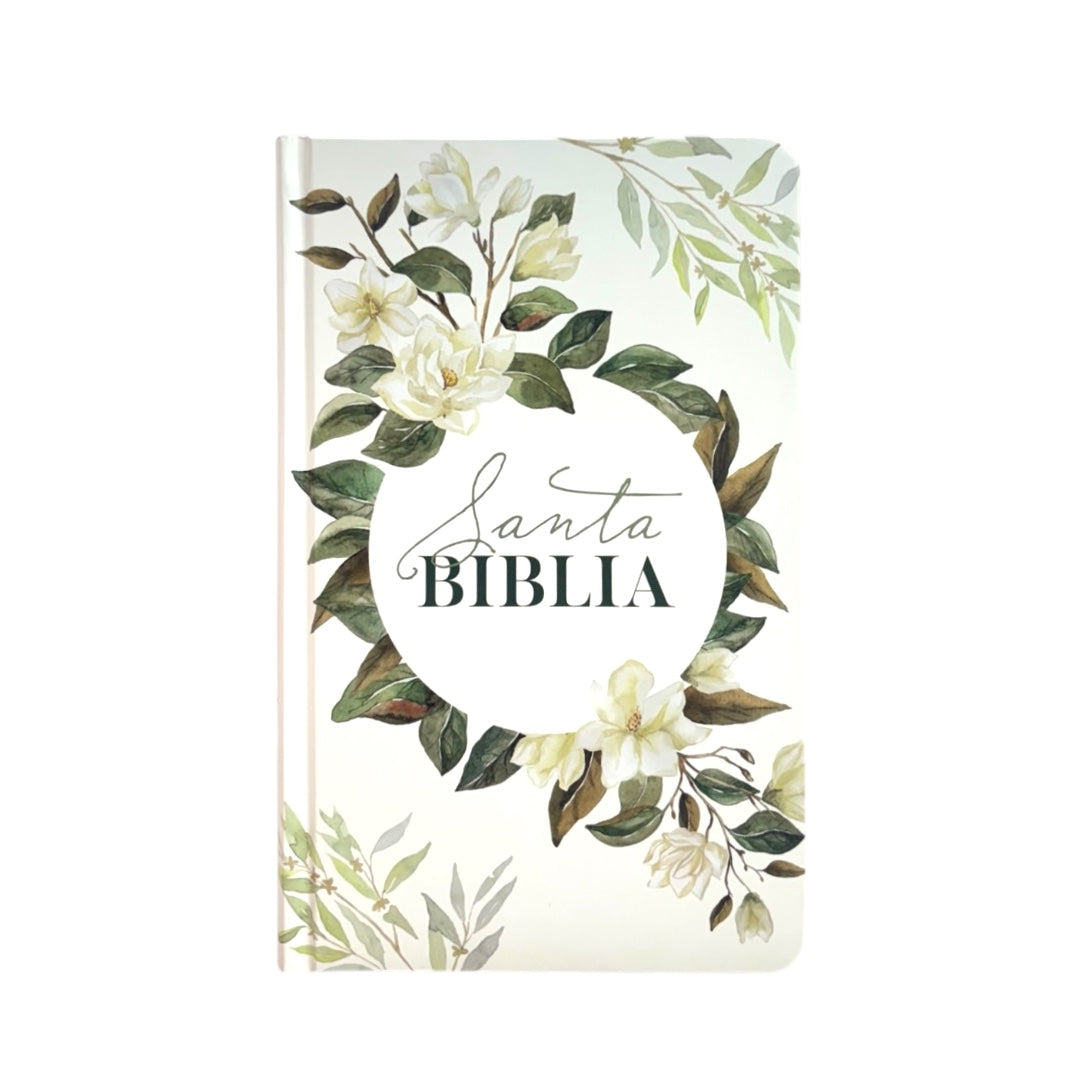 BIBLIA REINA VALERA 1960 LETRA GRANDE TAPA DURA FLORES BLANCAS CANTO VERDE