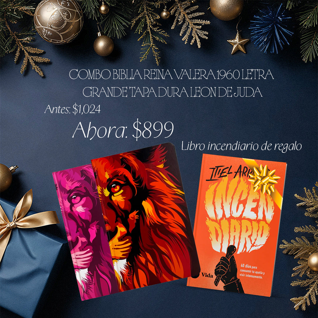 PAR DE BIBLIAS REINA VALERA 1960 LETRA GRANDE TAPA DURA LEON + INCENDIARIO DE REGALO