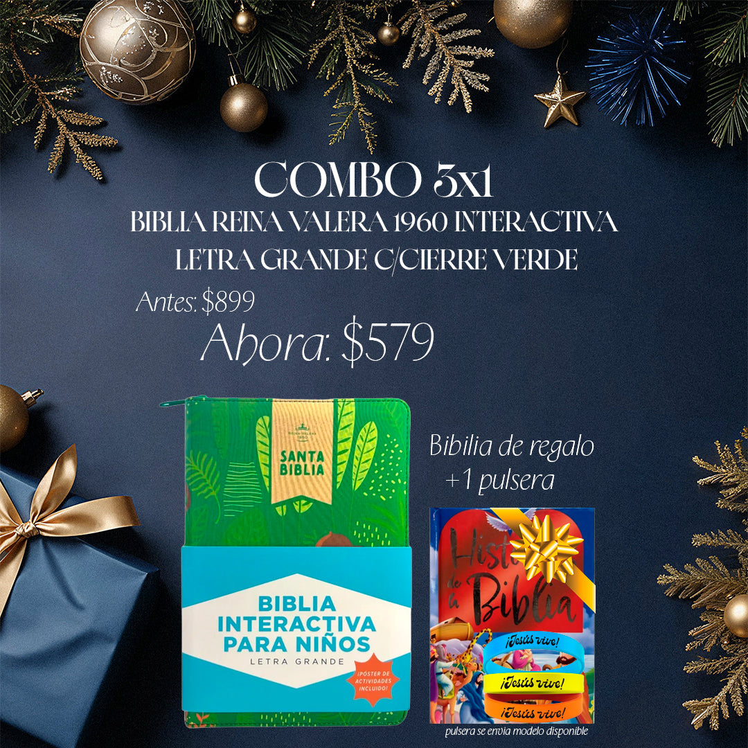 BIBLIA REINA VALERA 1960 INTERACTIVA VERDE + 2 REGALOS
