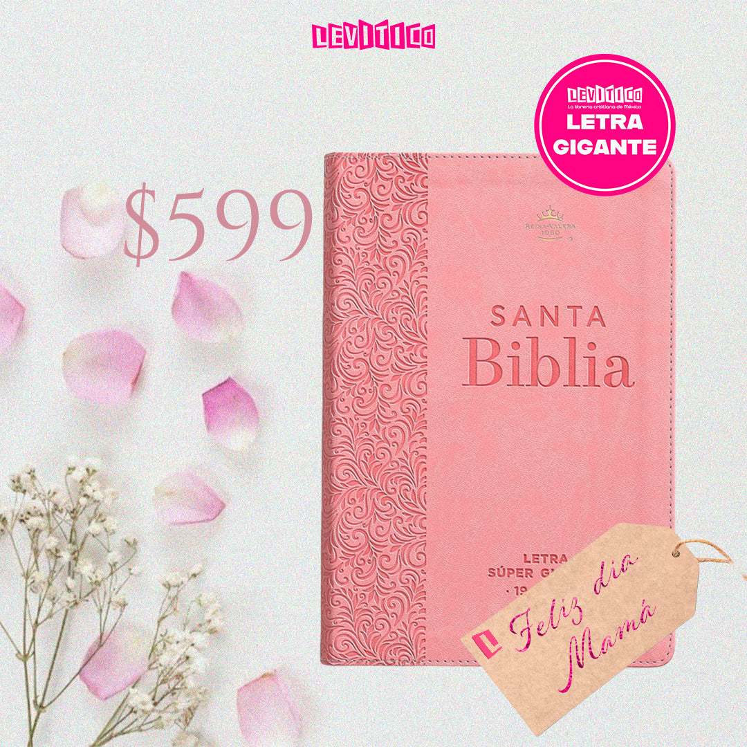 Biblia Reina Valera 1960 Letra Súper Gigante i/piel Rosa Floral