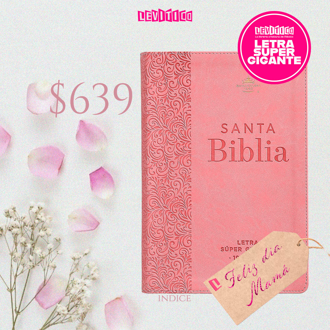 BIBLIA REINA VALERA 1960 LETRA SUPER GIGANTE FLORAL C/INDICE ROSA