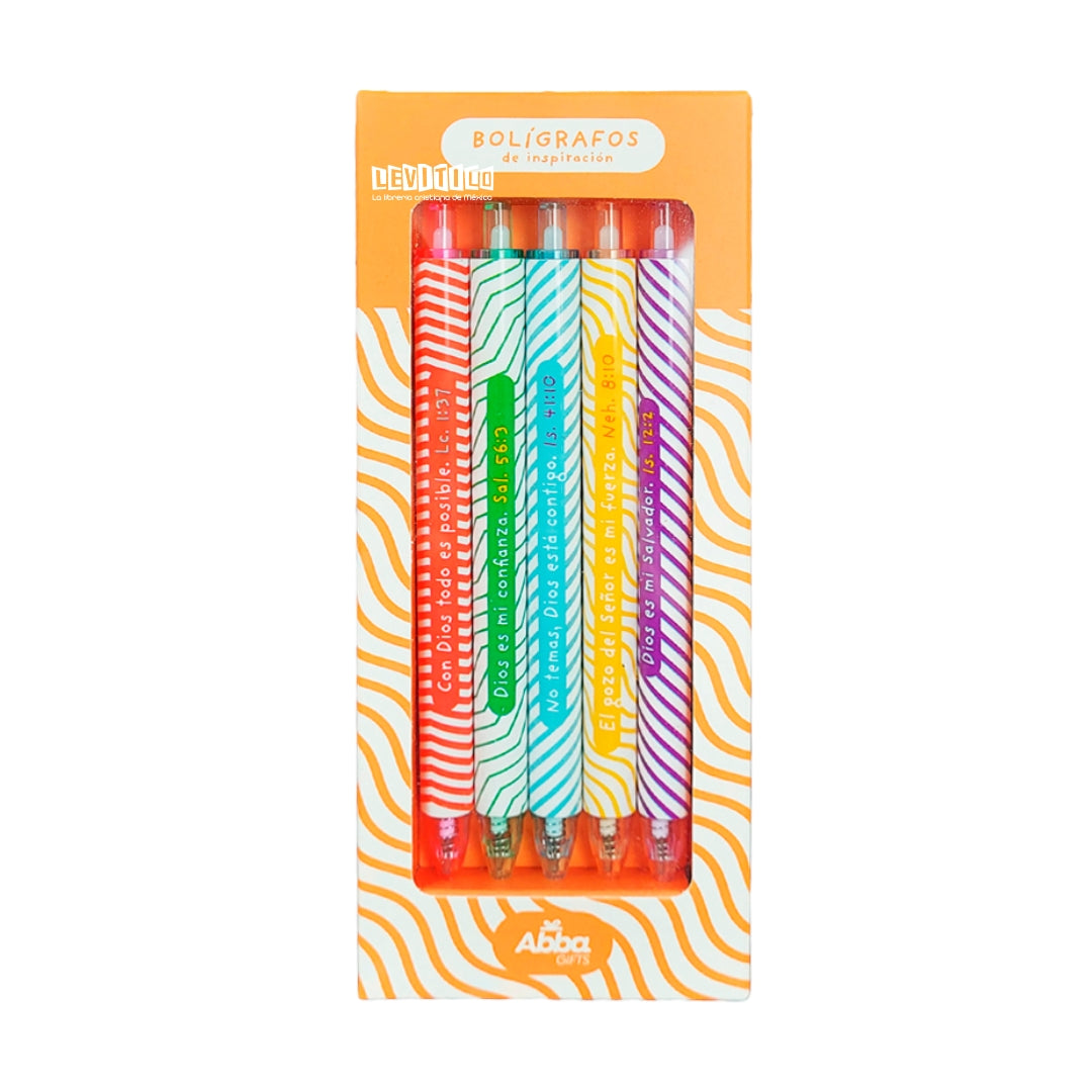 Boligrafos Inspiración. Pack 5 piezas en caja.