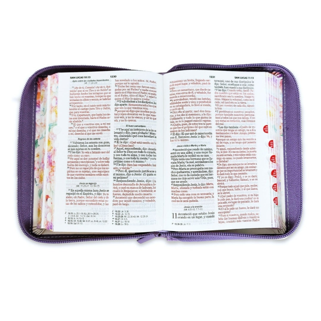 Biblia con Cierre Letra Grande 12 puntos para Mujer RV1960 lila con indice