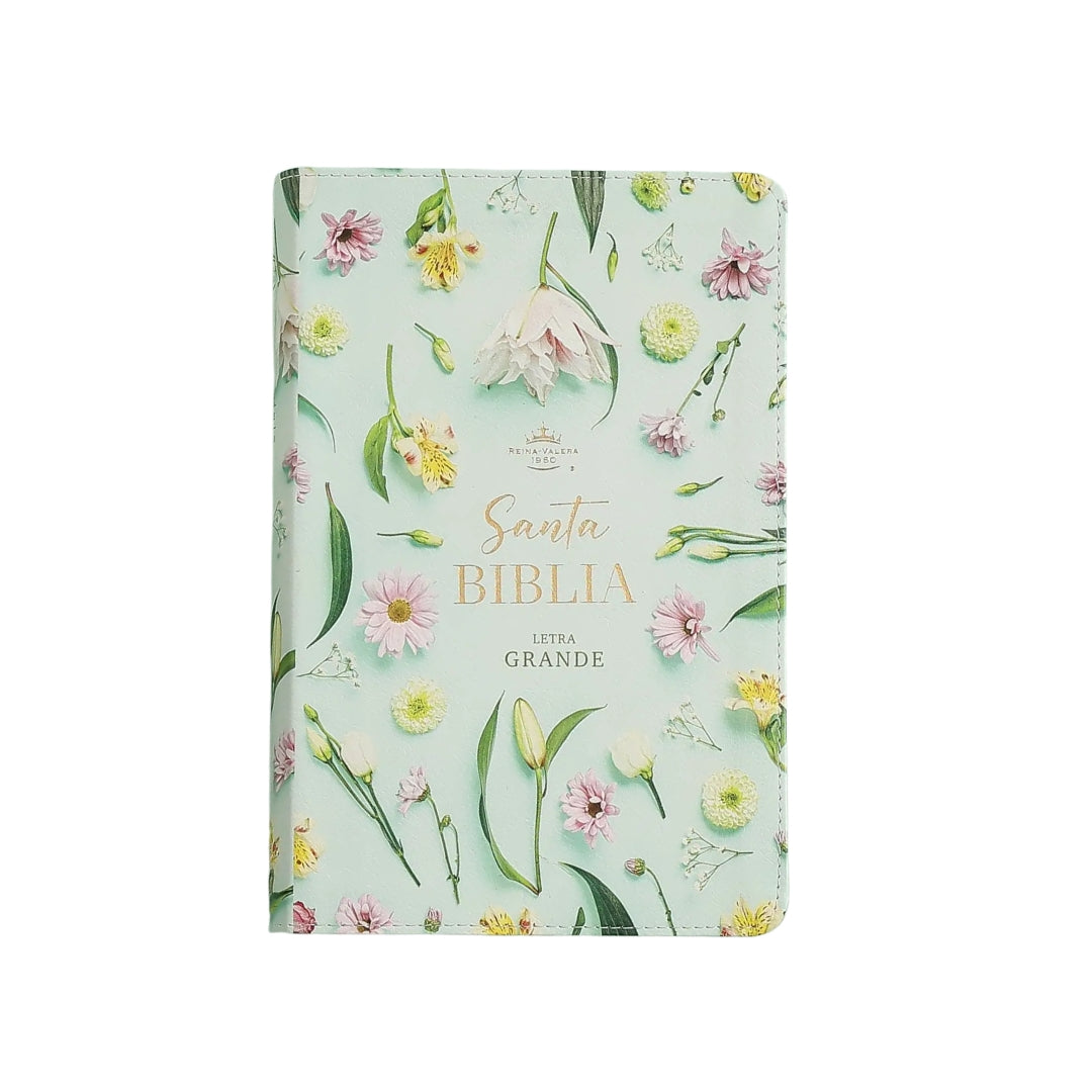 Biblia RVR60 065cti Colección Supreme Turquesa con flores Tamaño Manual