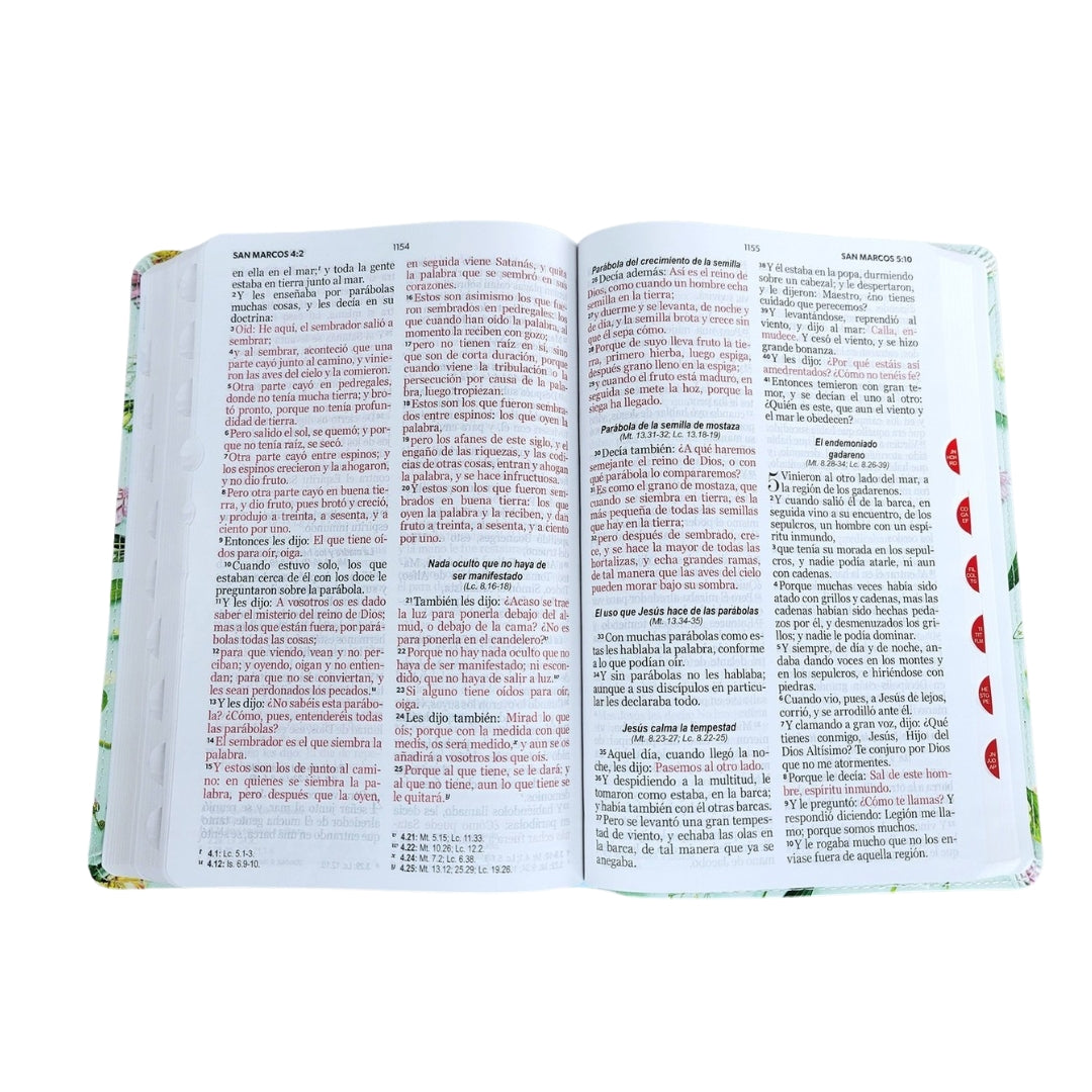 Biblia RVR60 065cti Colección Supreme Turquesa con flores Tamaño Manual
