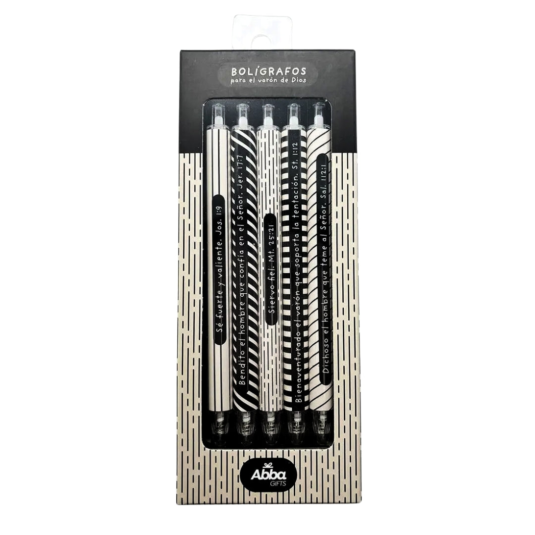 Boligrafos para varón. Pack 5 piezas en caja.