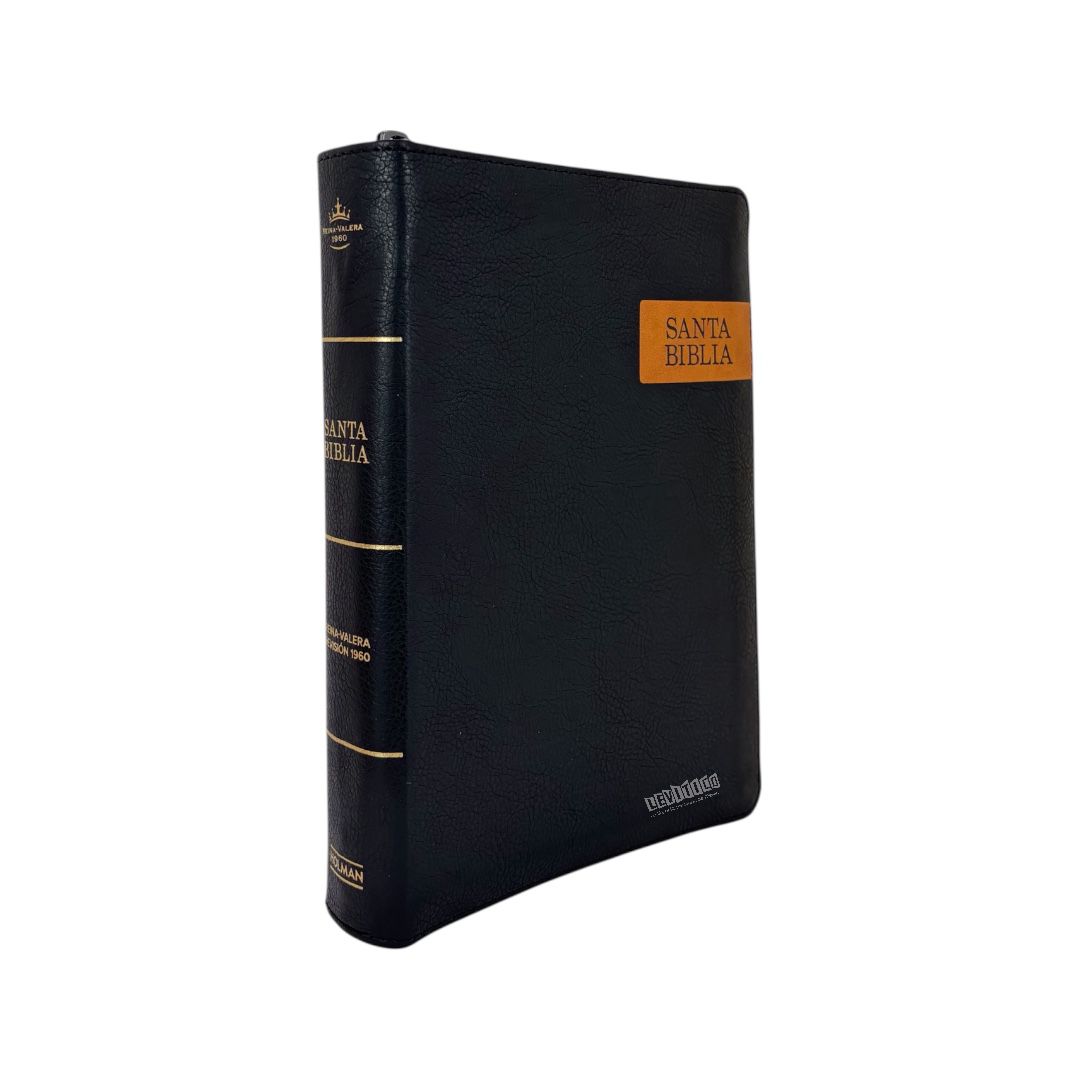 BIBLIA REINA VALERA 1960 LETRA GIGANTE MANUAL NEGRO/ CARAMELO CIERRE INDICE SIMIL PIEL