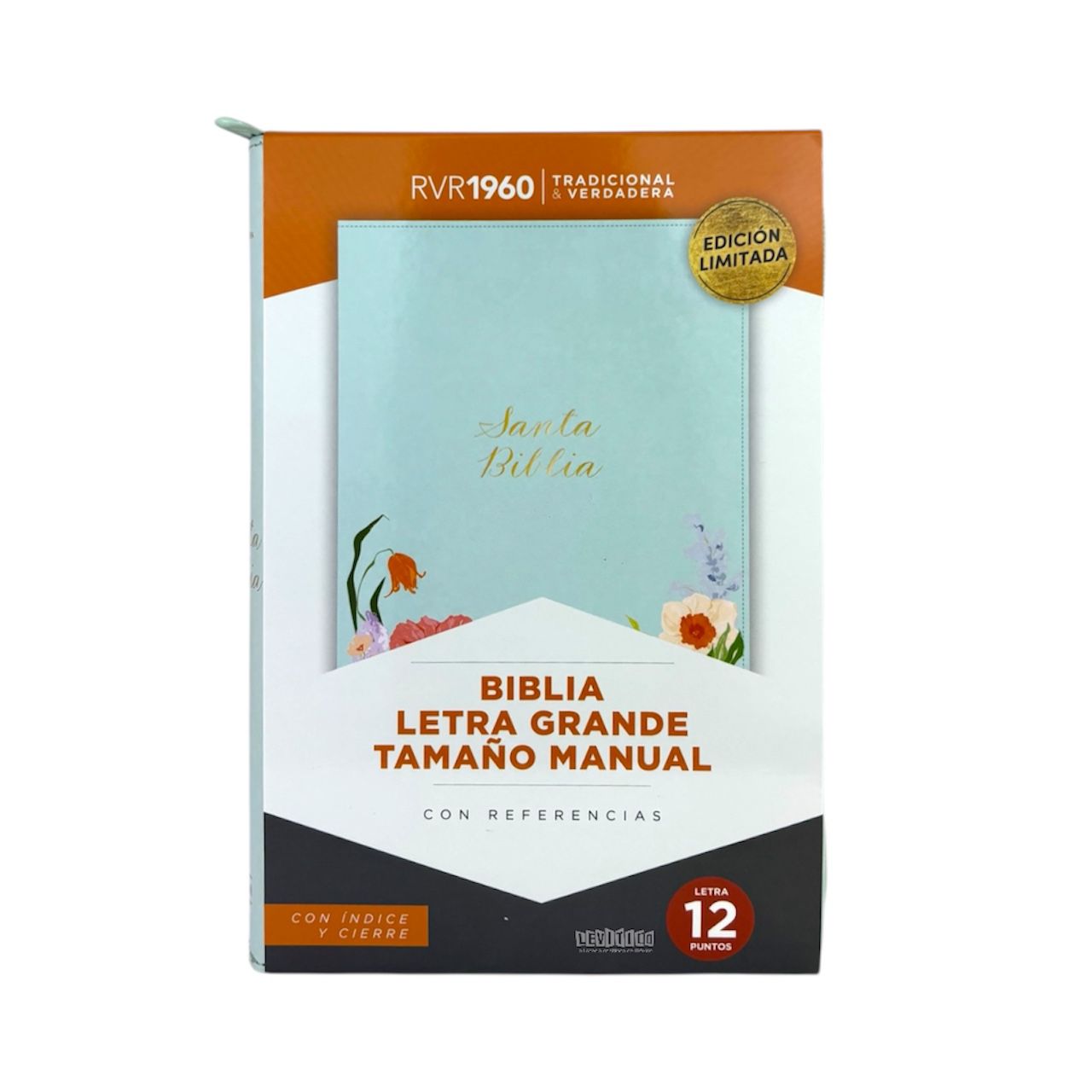BIBLIA RVR 1960 LETRA GRANDE MANUAL MENTA FLORES INDICE/ CIERRE