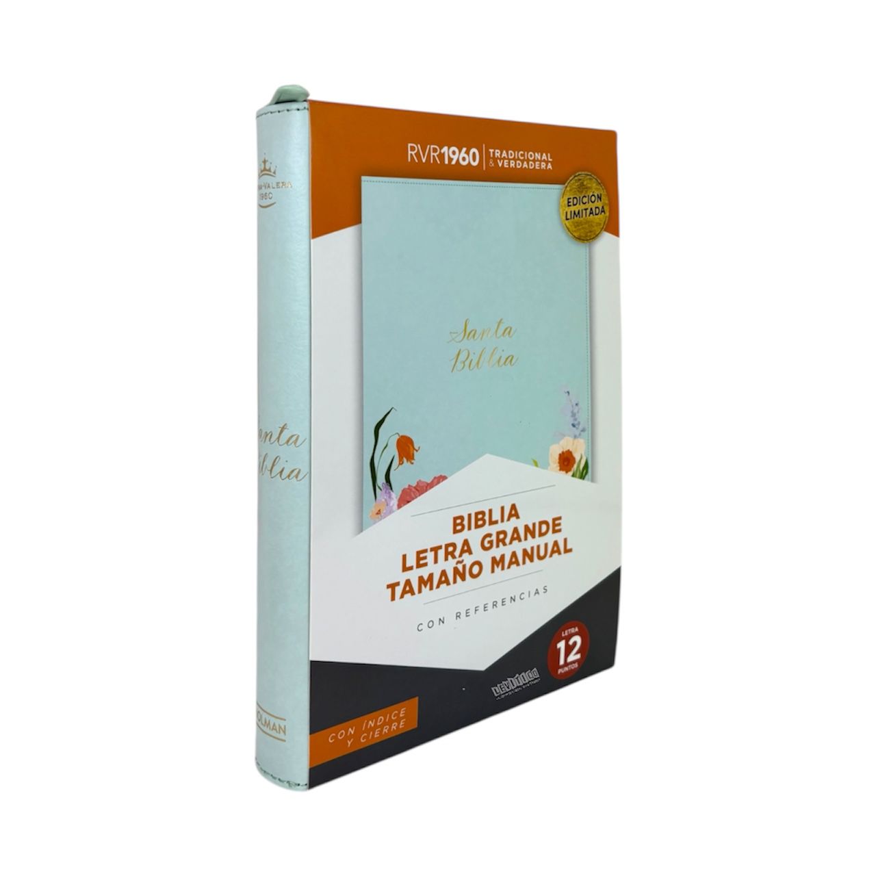 BIBLIA RVR 1960 LETRA GRANDE MANUAL MENTA FLORES INDICE/ CIERRE