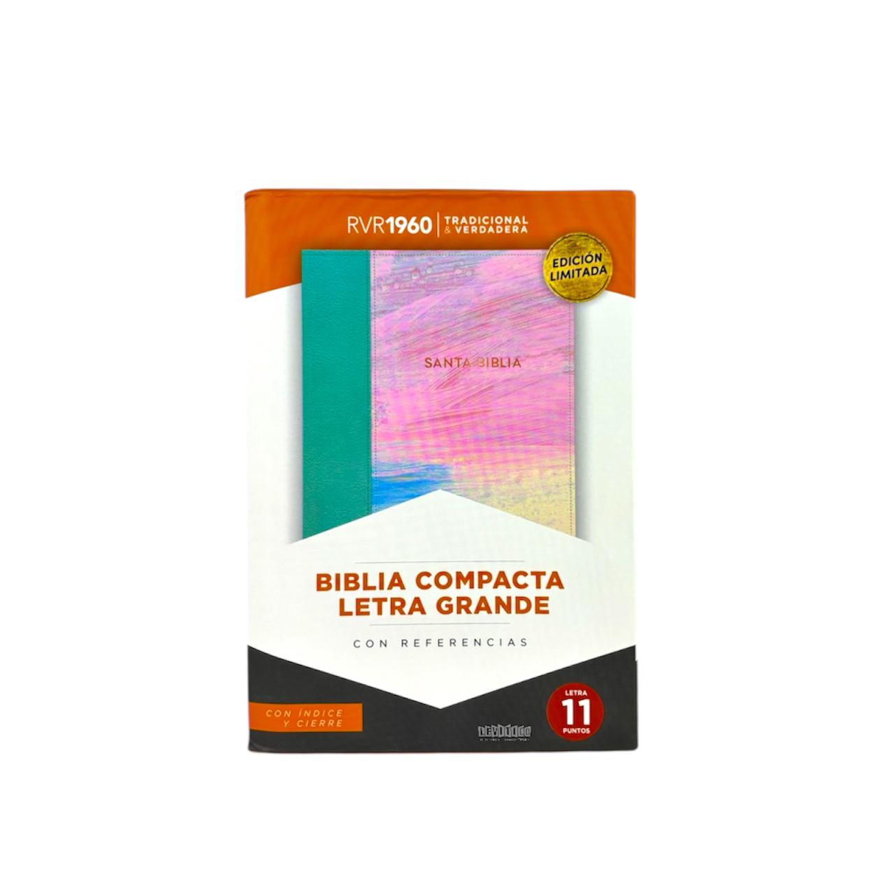 BIBLIA RVR 1960 LETRA GRANDE COMPACTA DISEÑO MULTICOLOR CIERRE INDICE