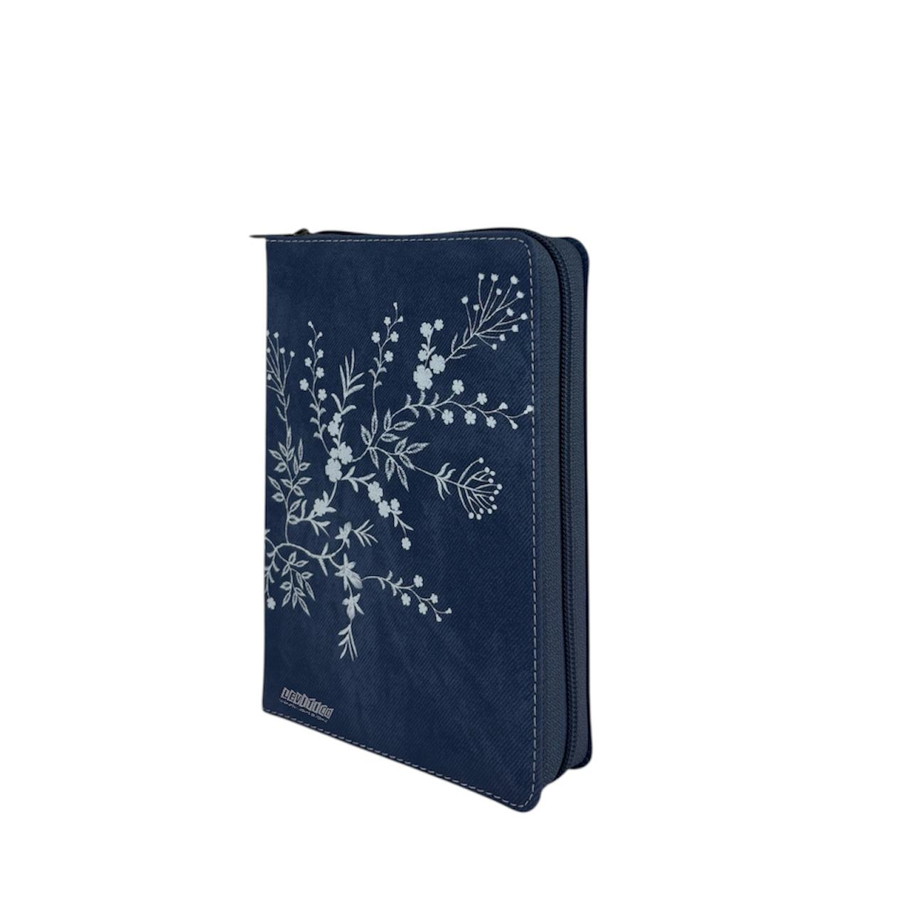 BIBLIA RVR 1960 LETRA GRANDE MANUAL EDICIÓN LIMITADA MEZCLILLA FLORES CIERRE/INDICE