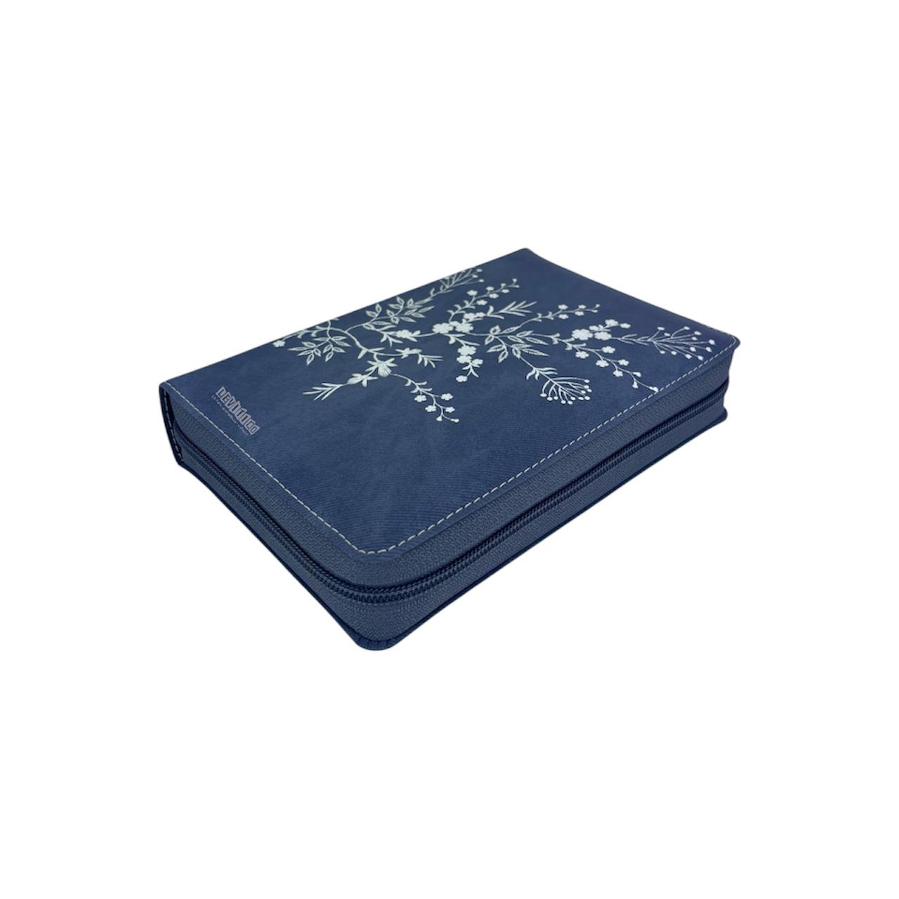 BIBLIA RVR 1960 LETRA GRANDE MANUAL EDICIÓN LIMITADA MEZCLILLA FLORES CIERRE/INDICE