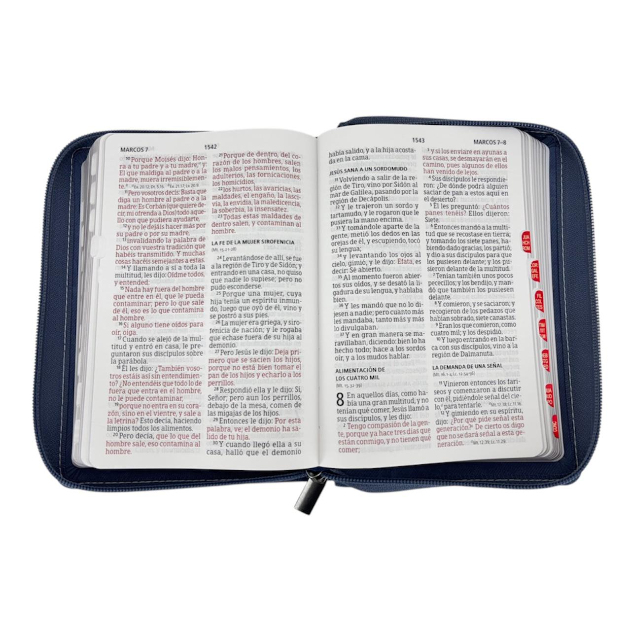 BIBLIA RVR 1960 LETRA GRANDE MANUAL EDICIÓN LIMITADA MEZCLILLA FLORES CIERRE/INDICE