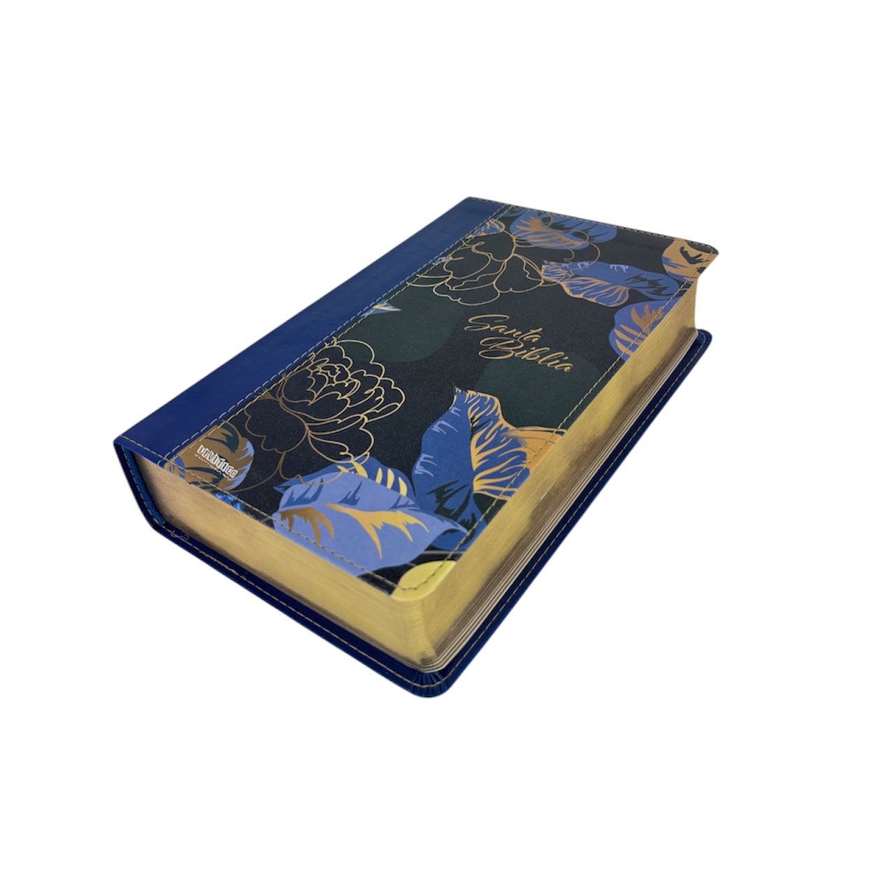 SANTA BIBLIA NTV LETRA GRANDE MANUAL SENTIPIEL AZUL OSCURO FLORES
