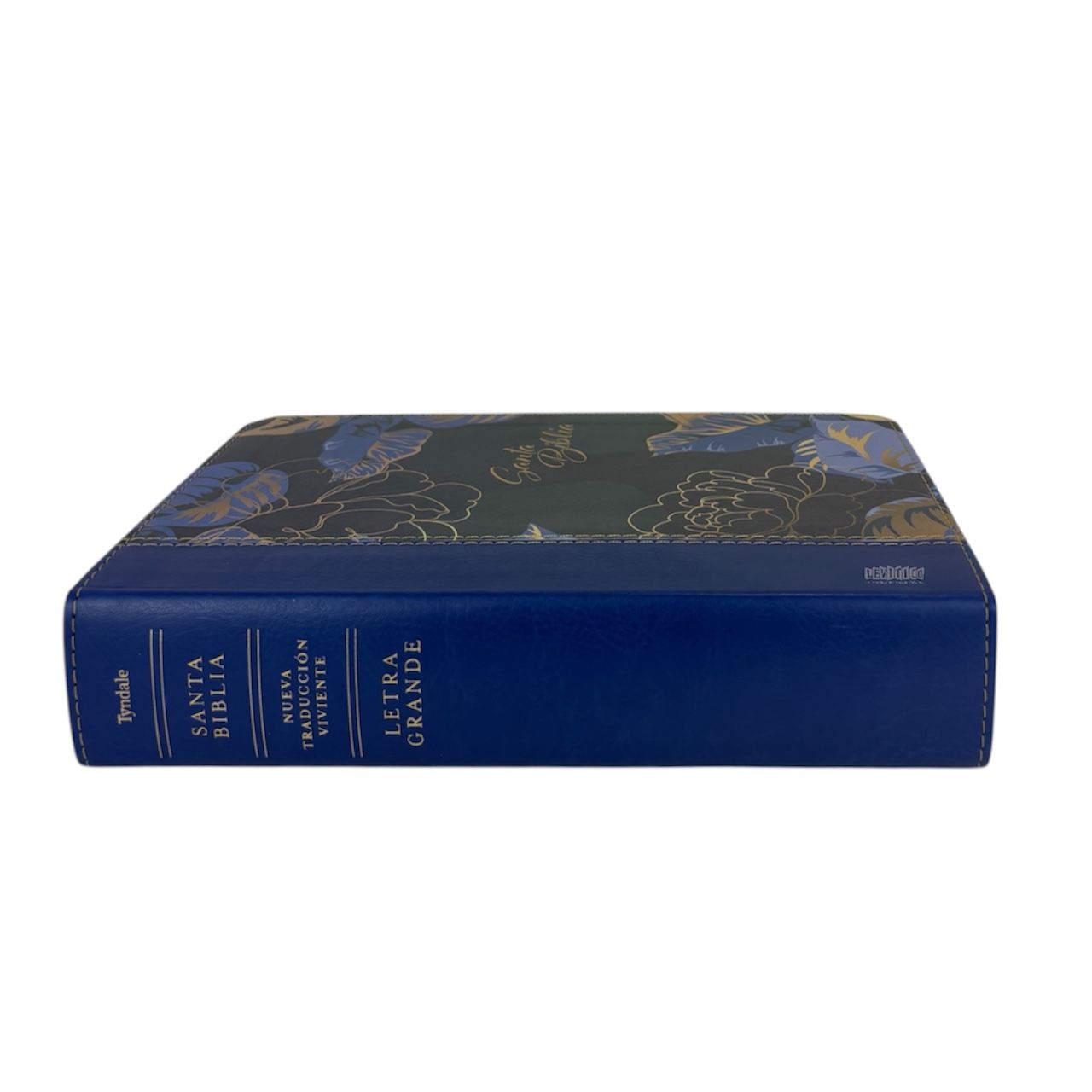 SANTA BIBLIA NTV LETRA GRANDE MANUAL SENTIPIEL AZUL OSCURO FLORES