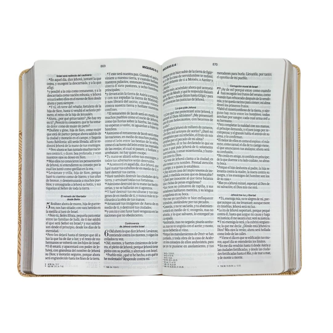 BIBLIA REINA VALERA 1960 LETRA GRANDE MANUAL IMIT PIEL BEIGE HOJAS