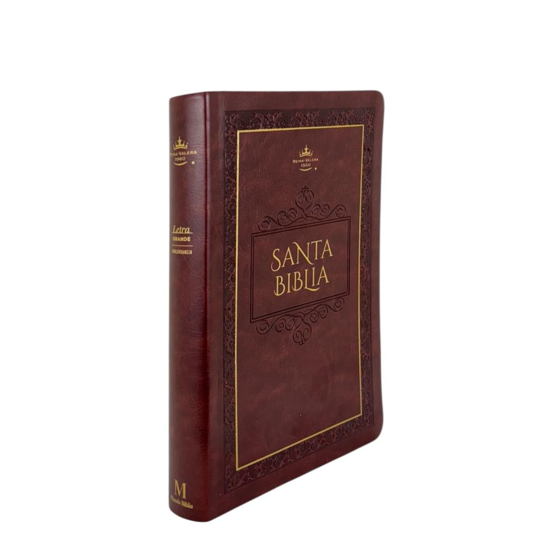 BIBLIA REINA VALERA 1960 LETRA GRANDE IMITA PIEL MARRON ELEGANTE
