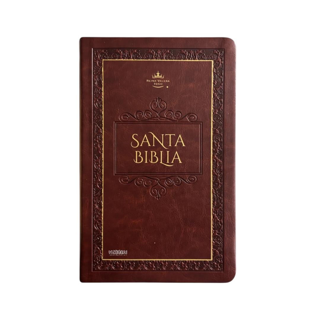 BIBLIA REINA VALERA 1960 LETRA GRANDE IMITA PIEL MARRON ELEGANTE