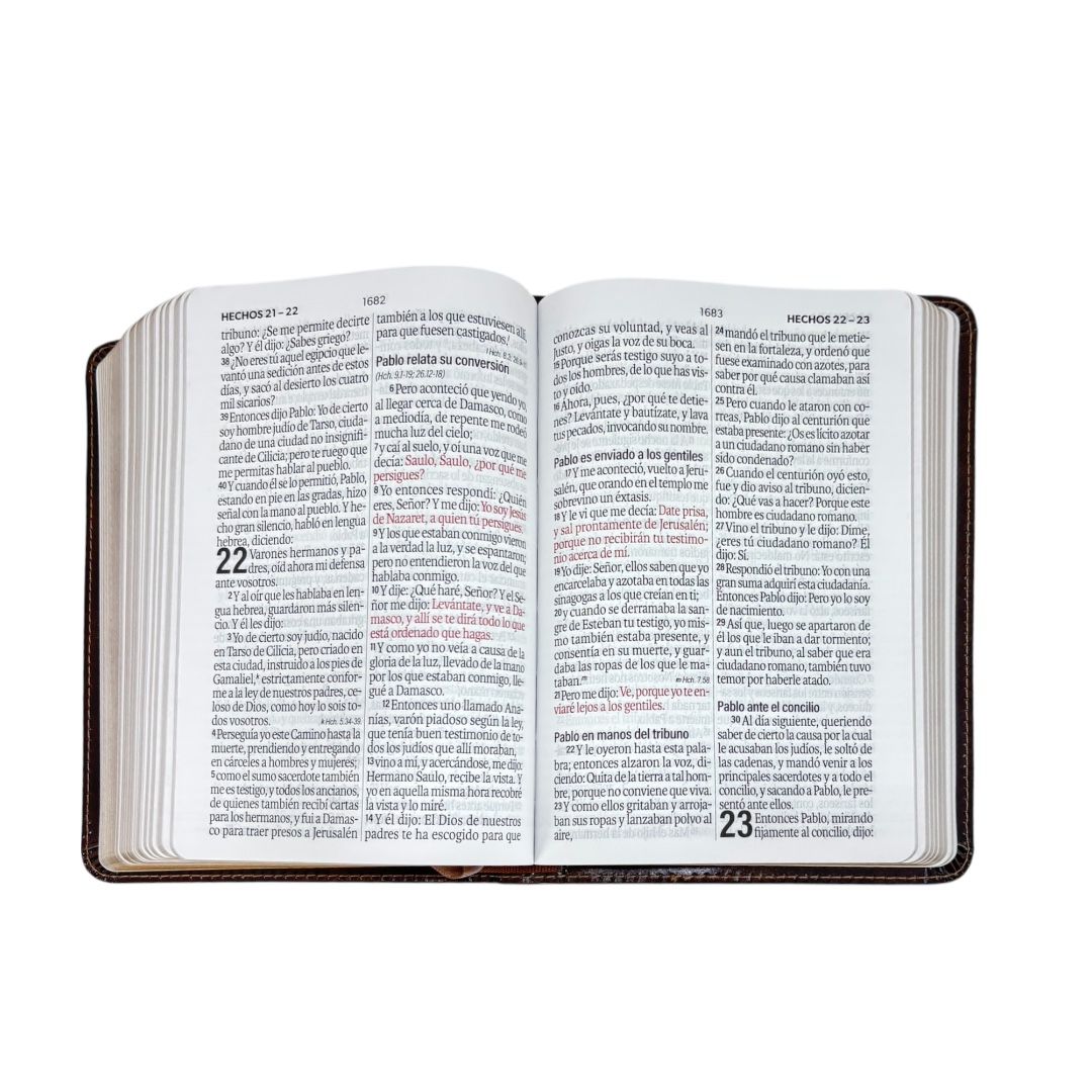 Biblia Reina Valera 1960 compacta letra grande imitacion piel canto dorado cafe