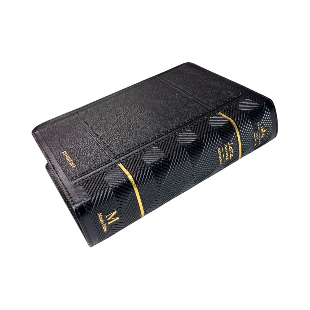 Biblia Reina Valera 1960 letra grande compacta imitacion piel negra conto dorado