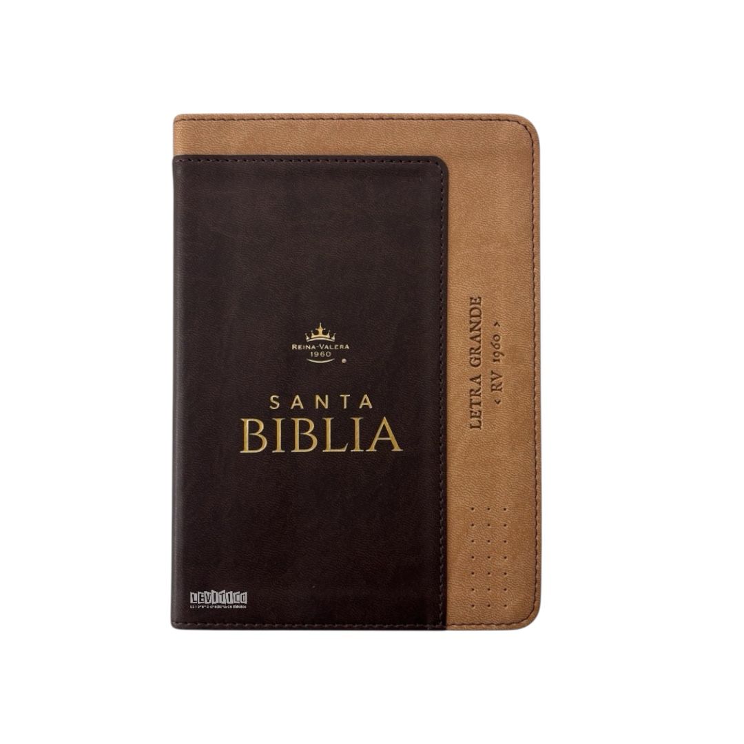Biblia Reina Valera 1960 compacta letra grande imitacion piel canto dorado cafe