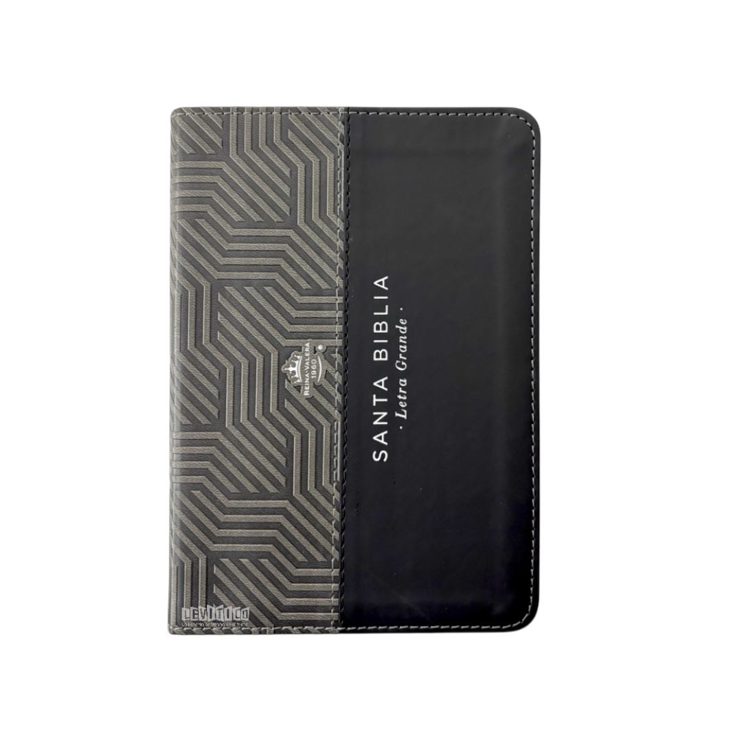 Biblia Reina Valera 1960 compacta letra grande imitacion piel bicolor gris/negro