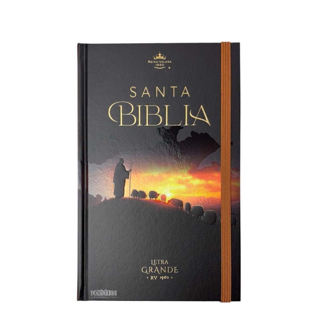 Biblia Reina Valera 1960 letra grande manual tapa dura canto pintado pastor