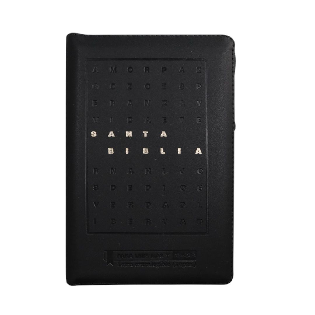Biblia Reina Valera 1960 Letra gigante simil piel tamaño manual negro c/cierre