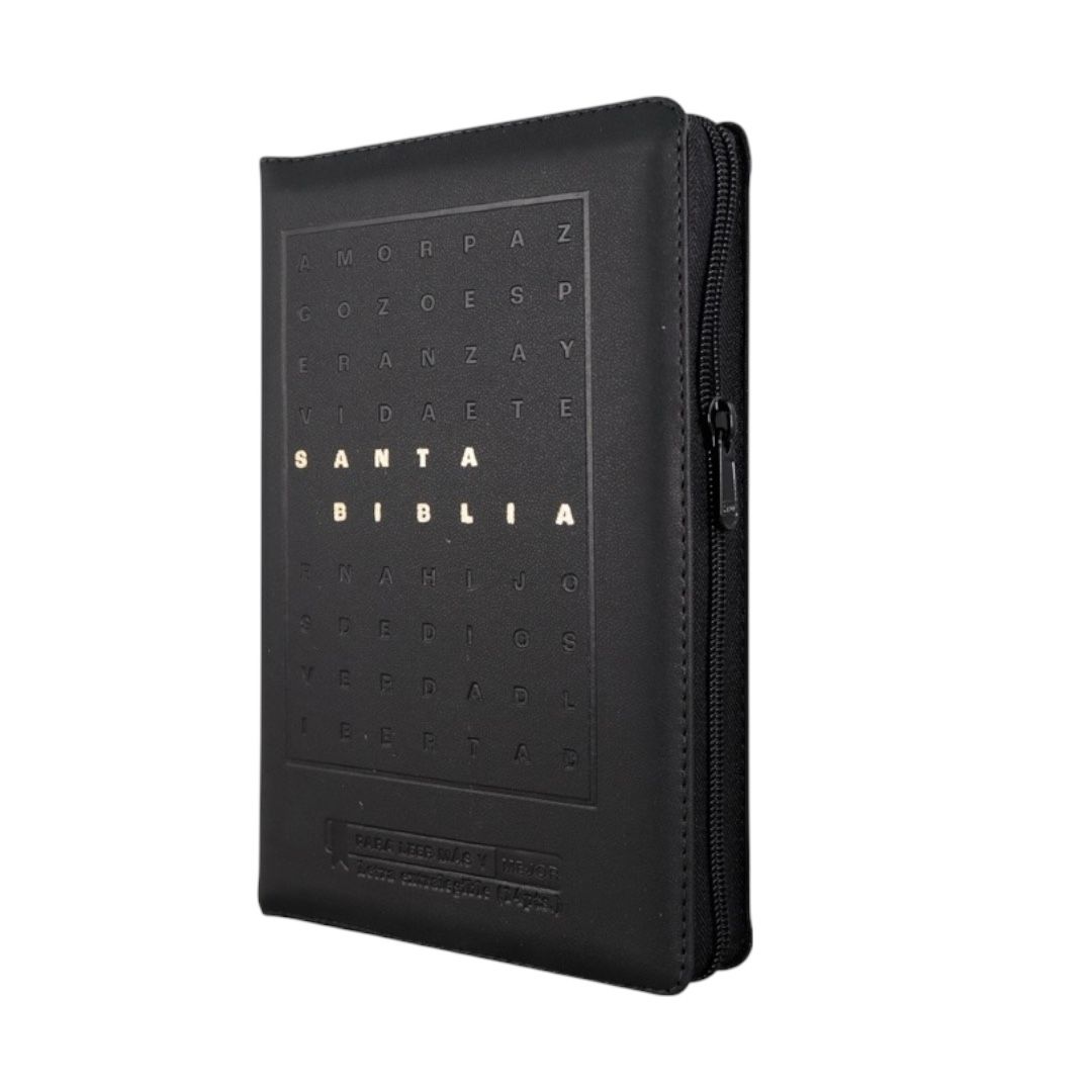 Biblia Reina Valera 1960 Letra gigante simil piel tamaño manual negro c/cierre