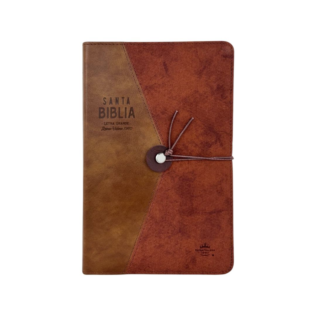 Biblia reina valera 1960 con elastico letra grande vintage cafe