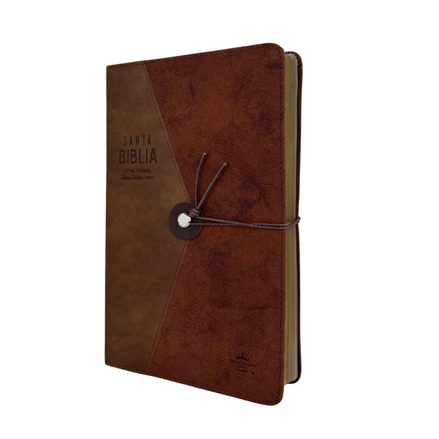 Biblia reina valera 1960 con elastico letra grande vintage cafe