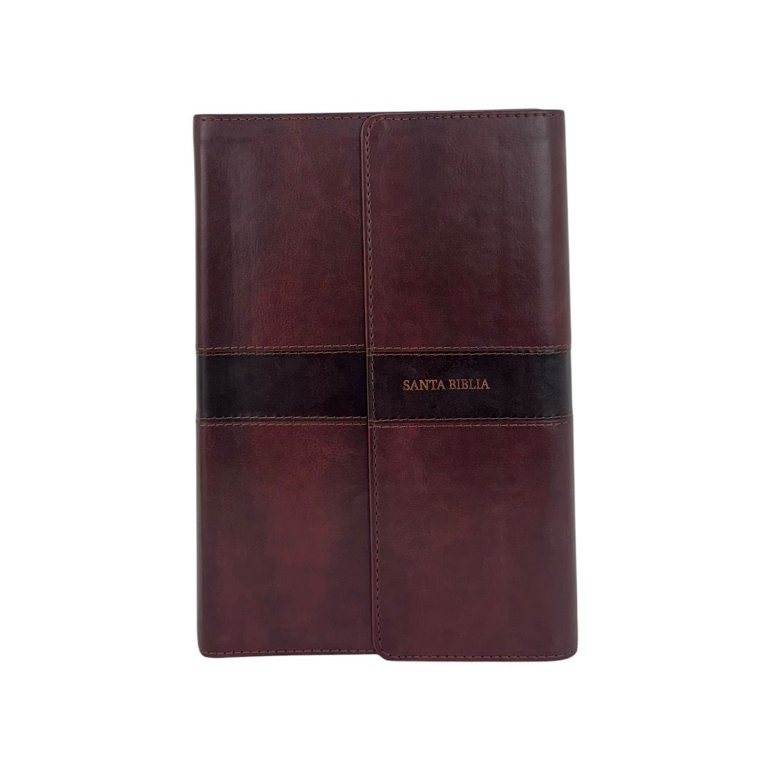 Biblia RVR1960 Letra Gigante Holman Marrón simil piel con solapa