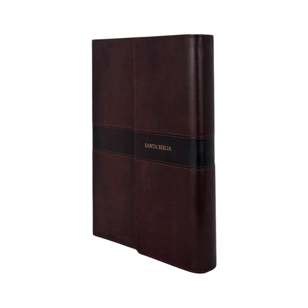 Biblia RVR1960 Letra Gigante Holman Marrón simil piel con solapa