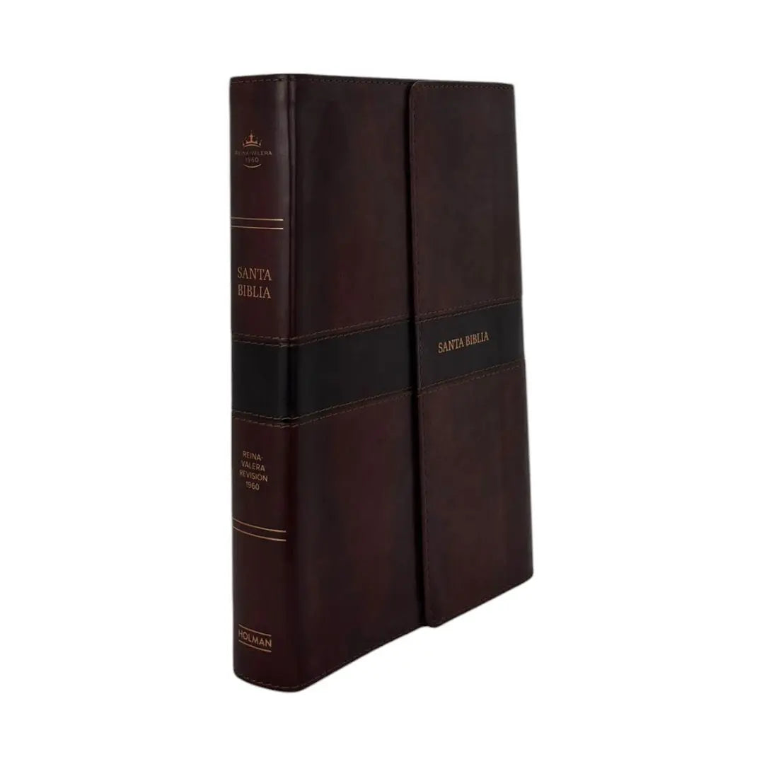 Biblia RVR1960 Letra Gigante Holman Marrón simil piel con solapa