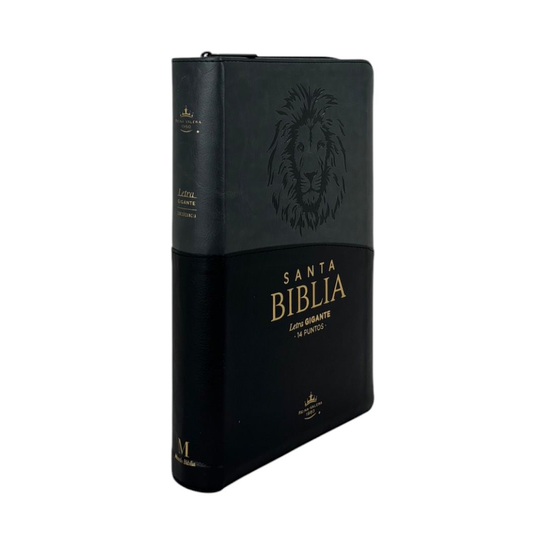 BIBLIA RVR1960 LETRA GIGANTE IMIT PIEL NEGRO GRIS/LEON