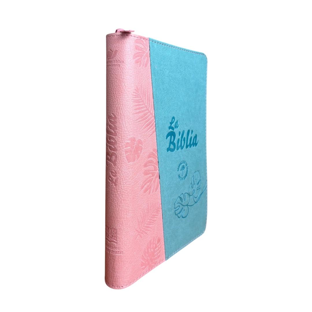 Biblia Traducción Lenguaje Actual letra grande con cierre verde menta/rosa Levítico