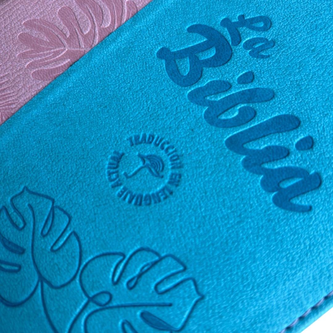 Biblia Traducción Lenguaje Actual letra grande con cierre verde menta/rosa Levítico