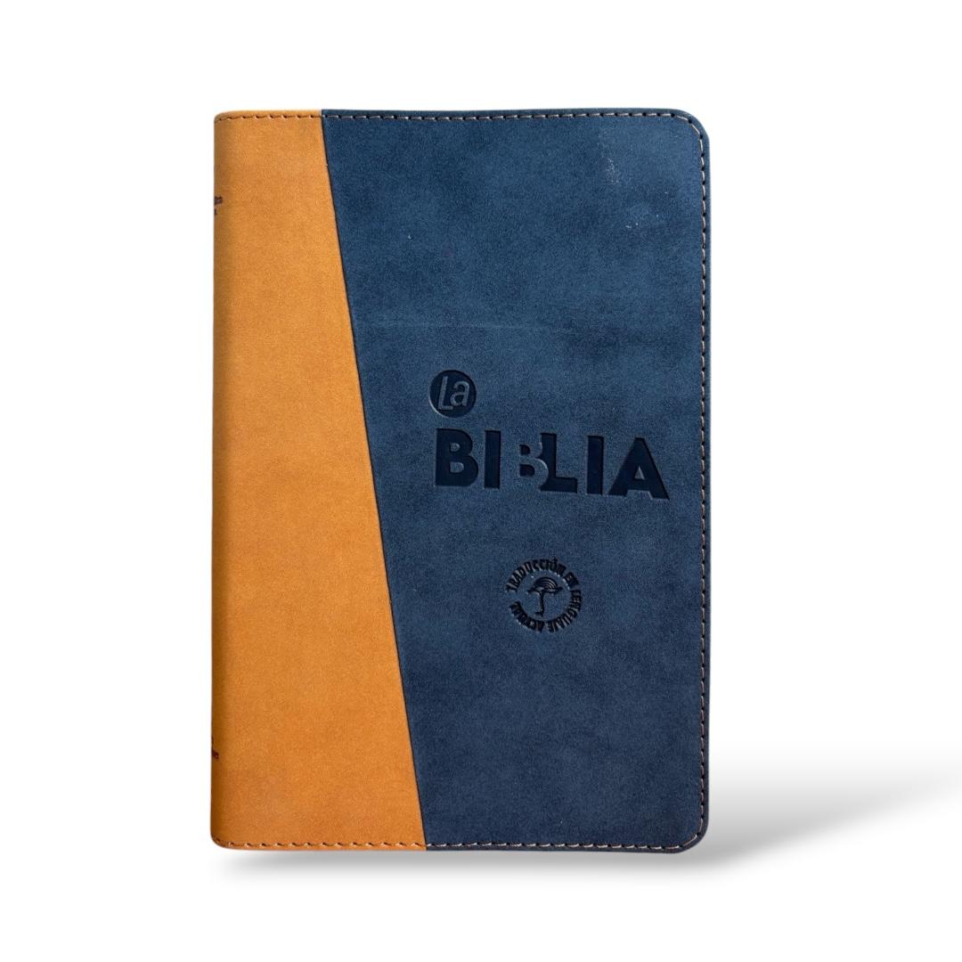Biblia traduccion lenguaje actual letra grande imitacion piel azul oscuro/cafe Levítico
