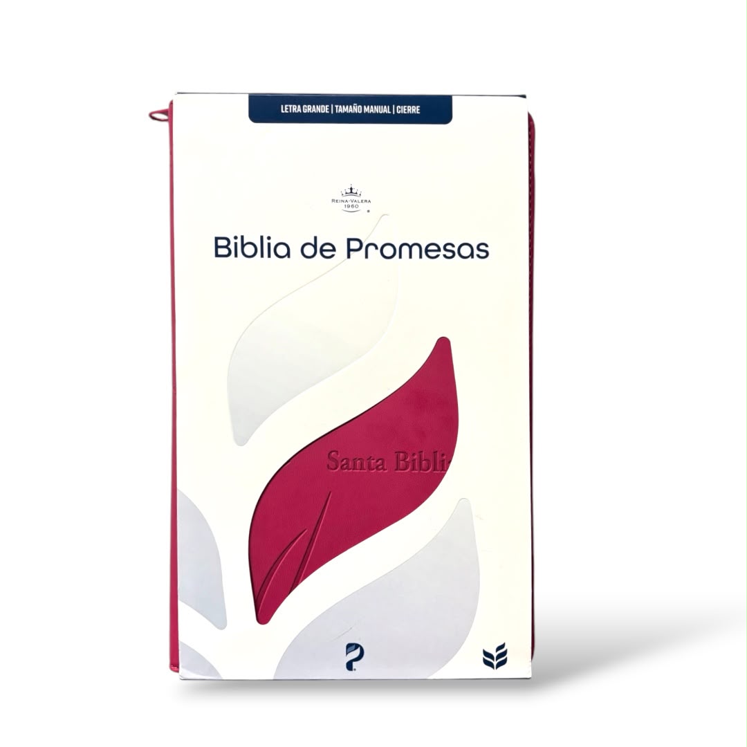 Biblia de promesas Rvr 1960 letra grande manual c/cierre fucsia