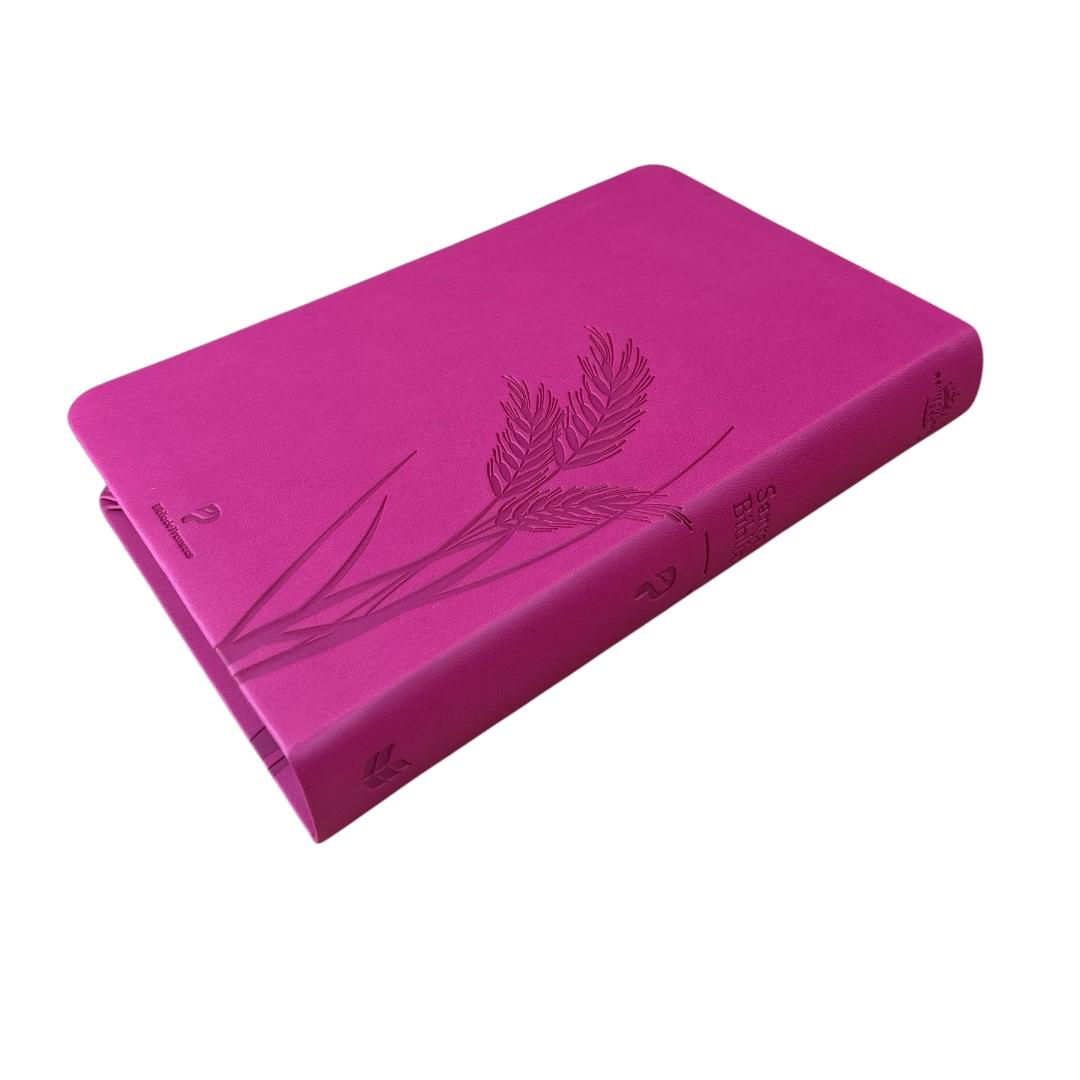 Biblia de promesas Rvr 1960 letra grande manual imitacion piel fucsia
