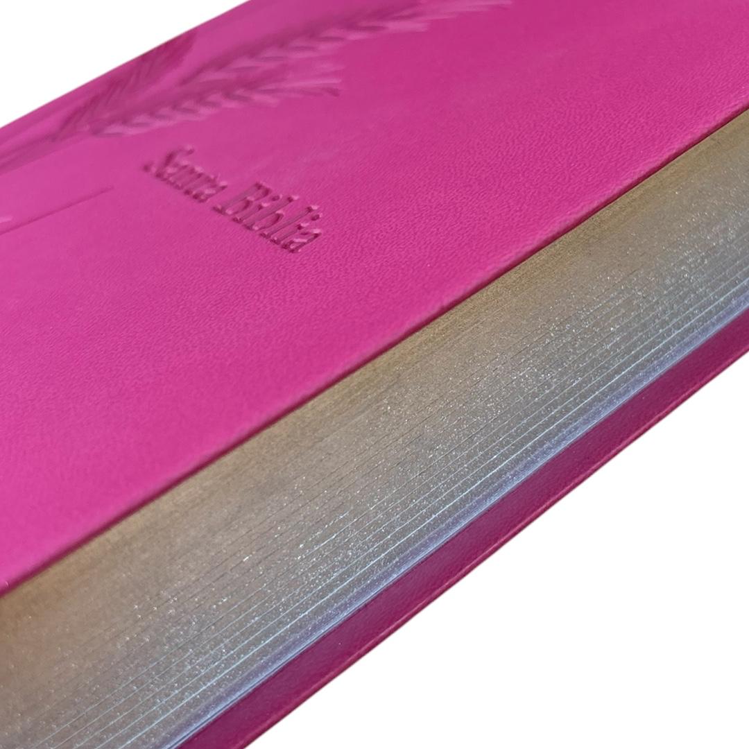 Biblia de promesas Rvr 1960 letra grande manual imitacion piel fucsia